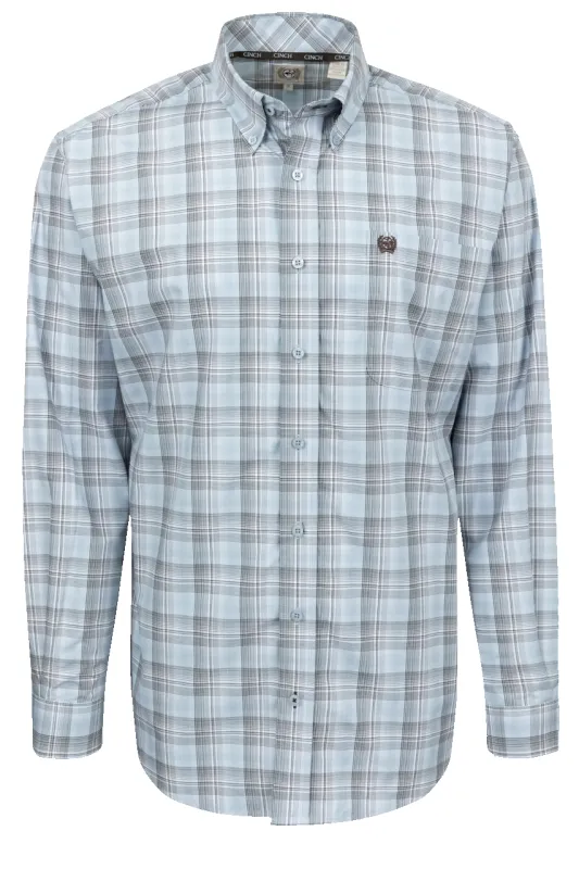 Cinch Plaid Button-Front Shirt - Light Blue sold by Pinto Ranch