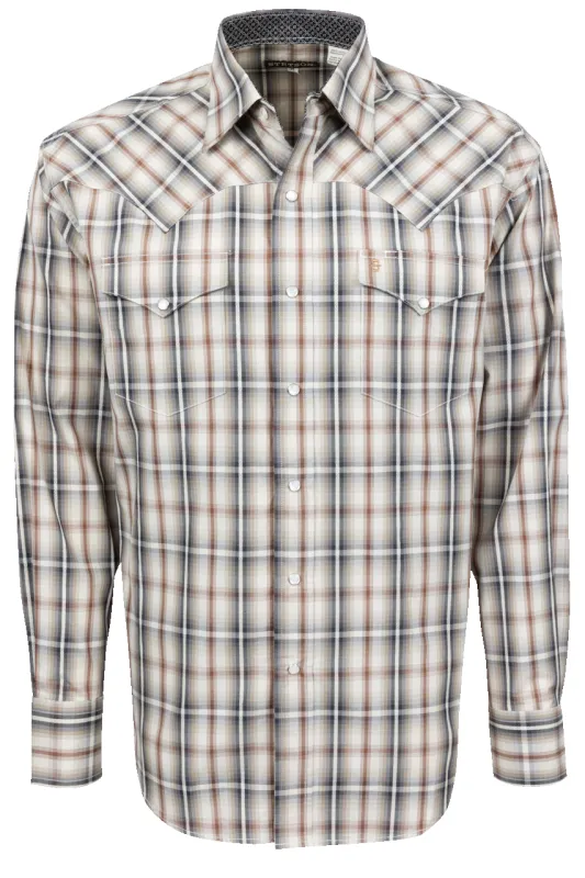 Stetson Men's Plaid Snap Front Shirt - Brown sold by Pinto Ranch
