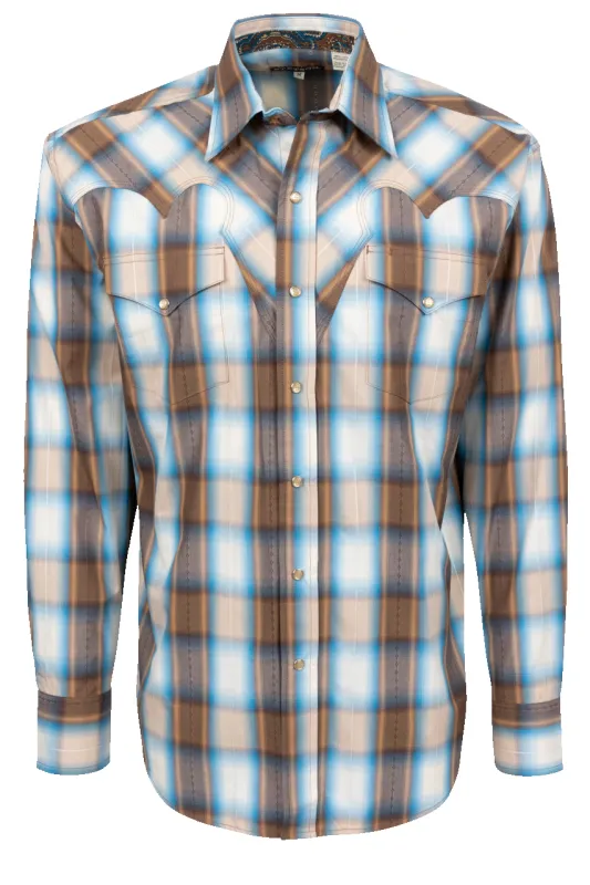 Stetson Men's Plaid Snap Front Shirt - Brown Multi sold by Pinto Ranch