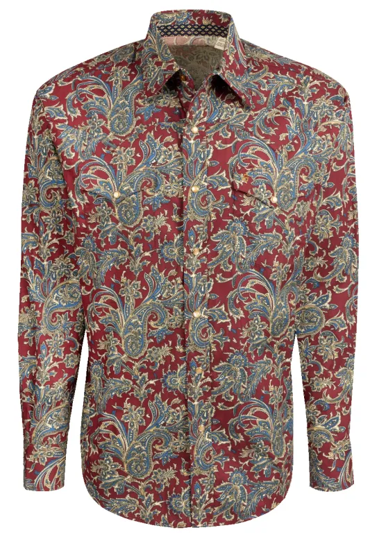 Stetson Men's Paisley Snap Front Shirt - Ruby sold by Pinto Ranch