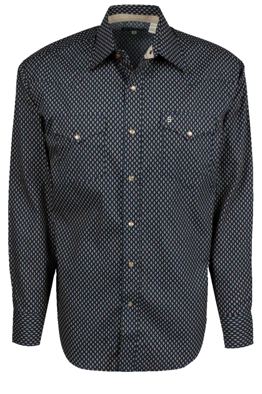 Stetson Men's Geometric Snap Front Shirt - Blue Heirloom sold by Pinto Ranch