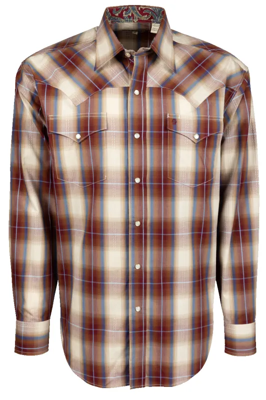 Stetson Men's Classic Plaid Snap Front Shirt - Red sold by Pinto Ranch