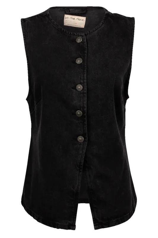 Free People Black Denim Aimee Vest sold by Pinto Ranch