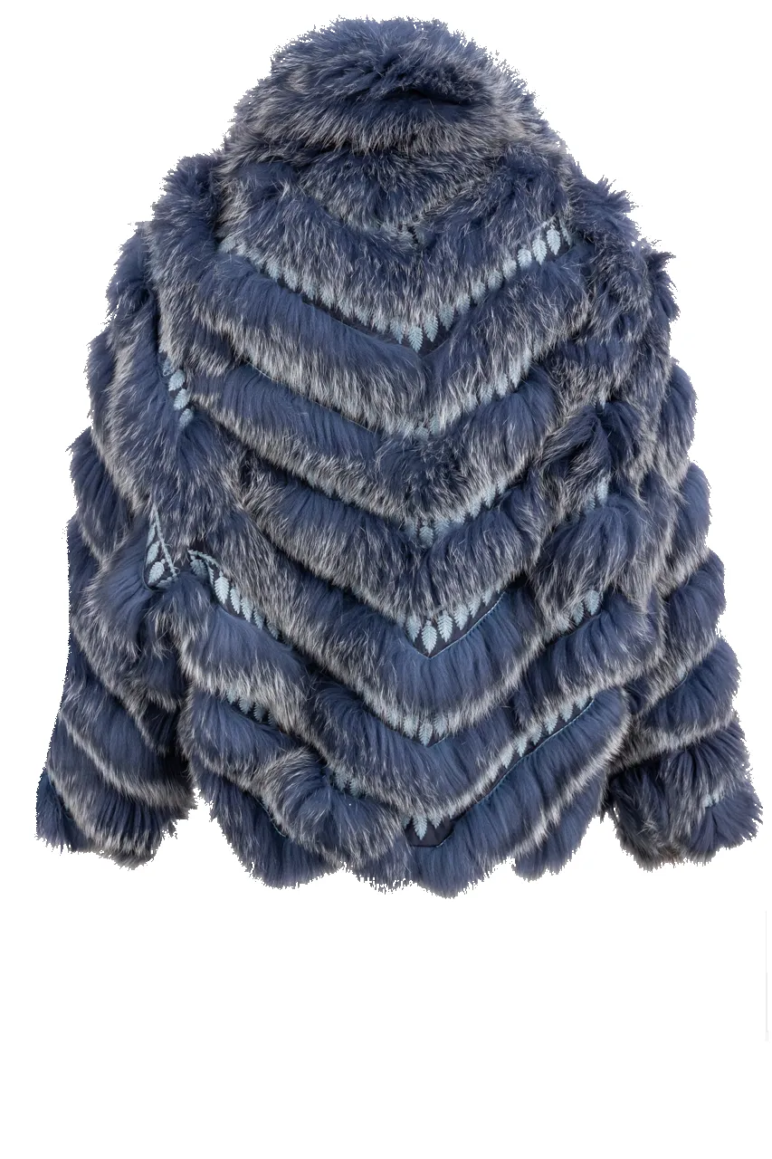 Diomi Reversible Fox Fur and Silk Jacket - Marine sold by Pinto Ranch product image thumbnail 3