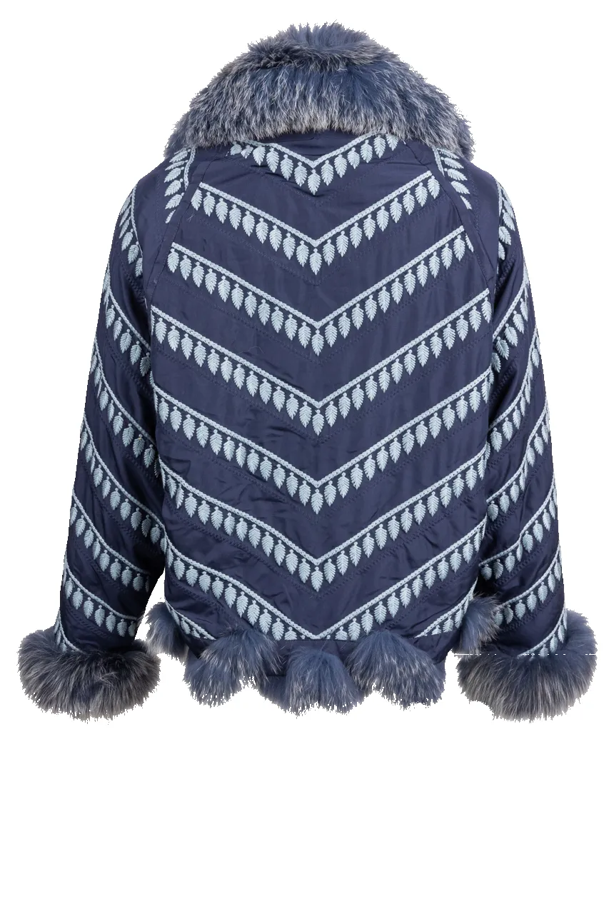 Diomi Reversible Fox Fur and Silk Jacket - Marine sold by Pinto Ranch product image thumbnail 4
