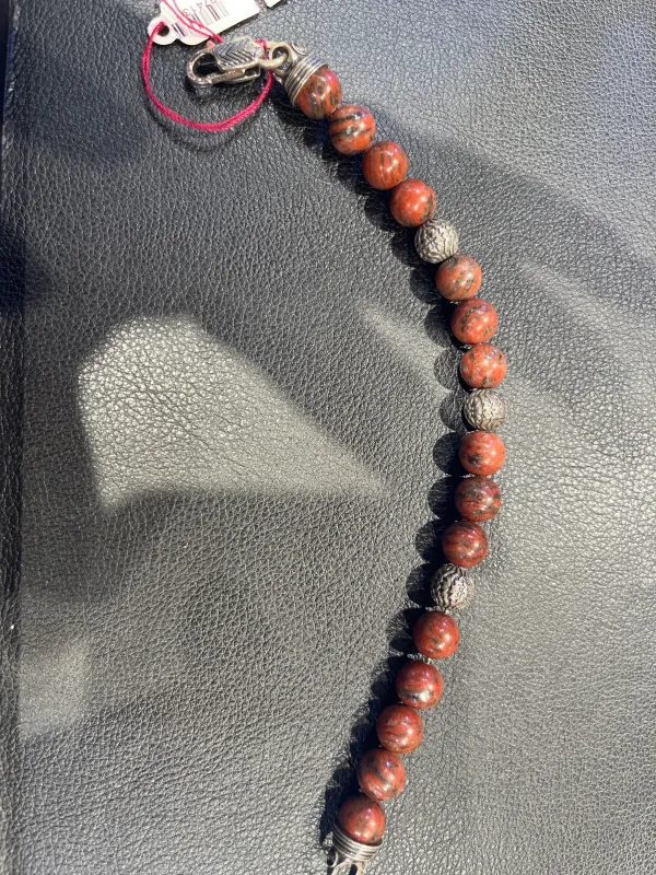 William Henry seaside red jasper bracelet with sculpted sterling silver Andred sesame jasper sold by Pinto Ranch