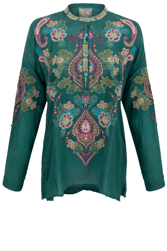 Johnny Was Audrey Mandarin Collar Blouse sold by Pinto Ranch