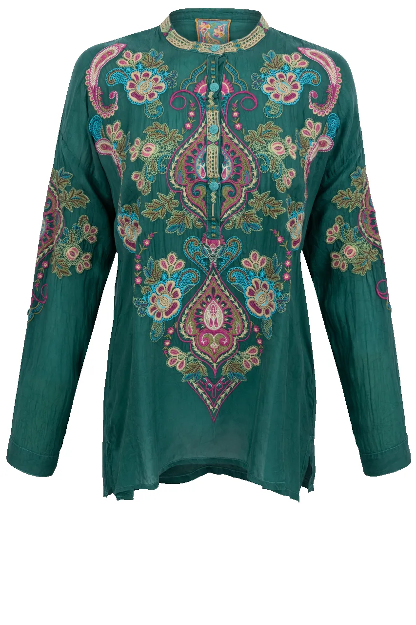 Johnny Was Audrey Mandarin Collar Blouse sold by Pinto Ranch