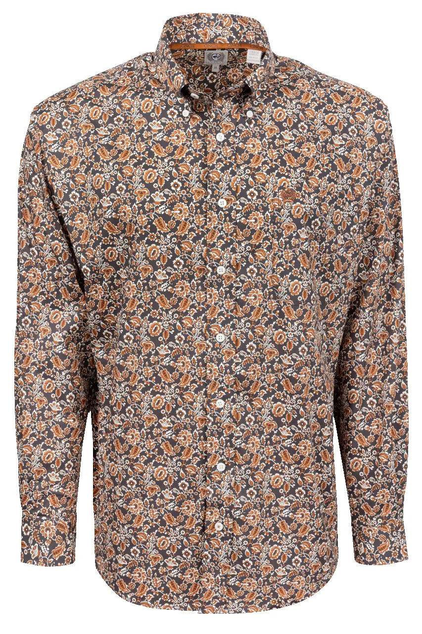 Cinch Floral Print Button-Front Shirt - Charcoal sold by Pinto Ranch
