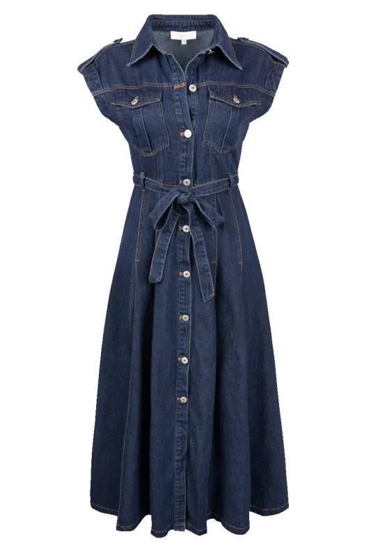 Klesis Belted Denim Shirt Dress sold by Pinto Ranch
