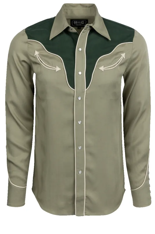 H Bar C Snap Front San Juan Shirt - Green made by Pinto Ranch