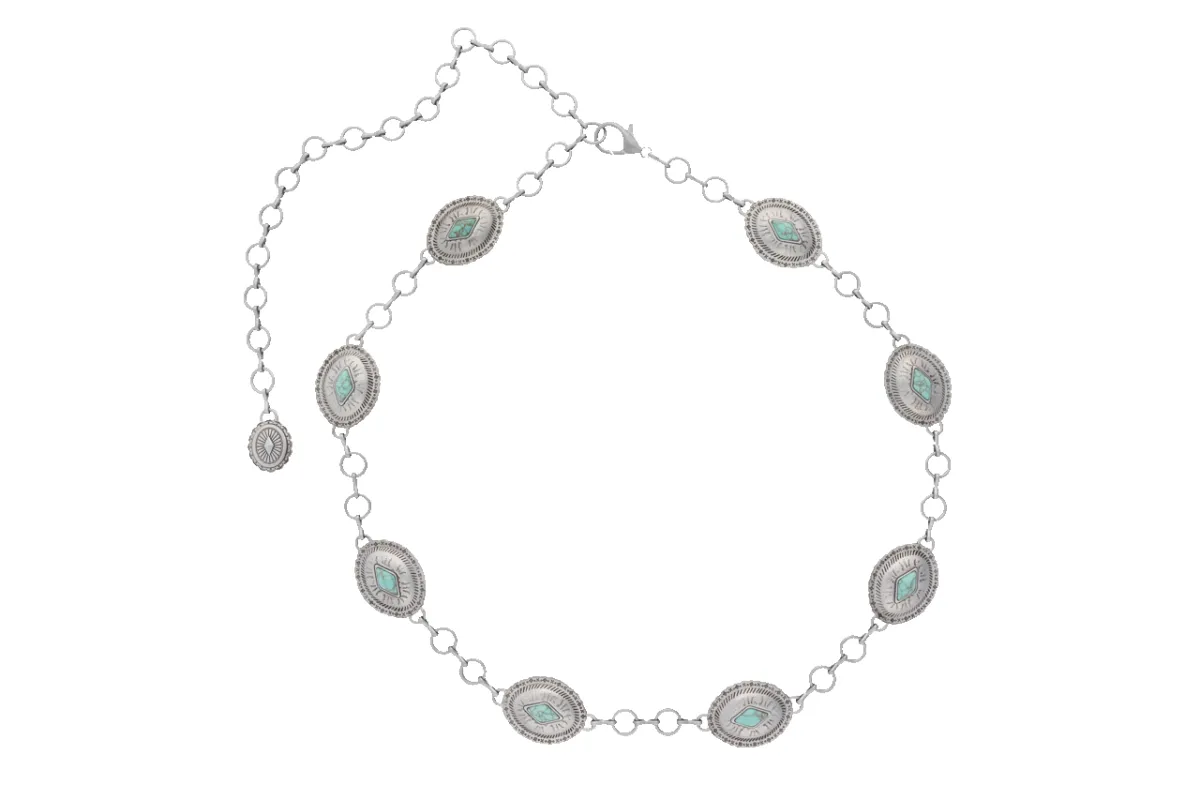 Axesoria West Silver Concho Chain Belt made by Pinto Ranch