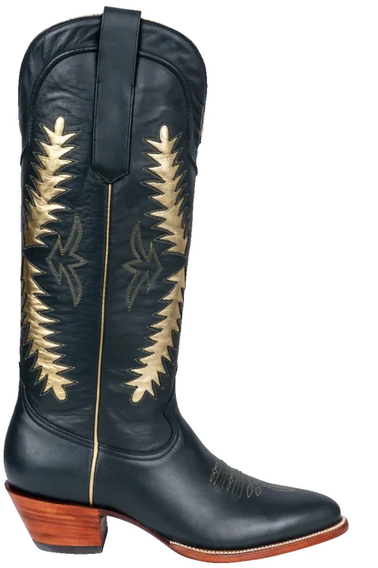 Petite Paloma Finnley Cowgirl Boots - Navy/Gold made by Pinto Ranch