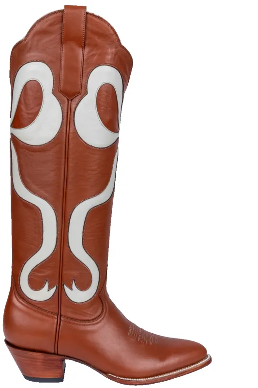 Petite Paloma Claire Bow Cowgirl Boots - Sienna Brown made by Pinto Ranch