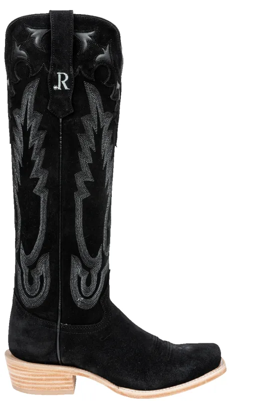 R. Watson Roughout Narrow Cowgirl Boots - Black made by Pinto Ranch