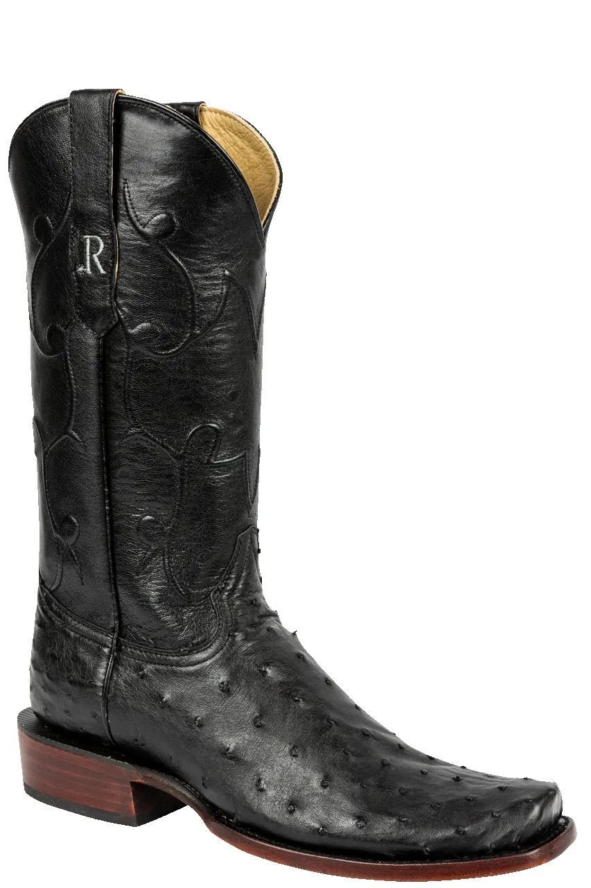R. Watson Full Quill Ostrich and Goat Cowboy Boots - Black sold by Pinto Ranch product image thumbnail 2