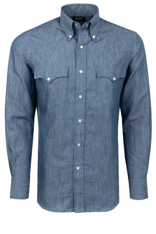 Lyle Lovett for Hamilton Snap Front Shirt - Medium Blue made by Hamilton