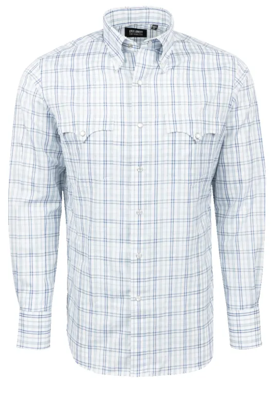 Lyle Lovett for Hamilton Snap Front Shirt - Blue Check made by Hamilton