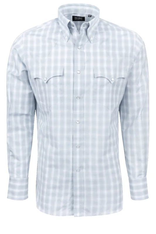 Lyle Lovett for Hamilton Snap Front Shirt - Blue Plaid sold by Pinto Ranch