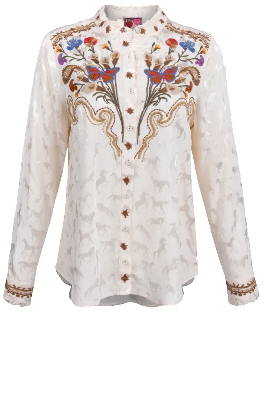 Johnny Was Ruffle Neck Shirt made by Johnny Was