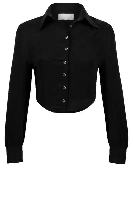 Folk Saint Washed Black Marlowe Blouse made by Pinto Ranch