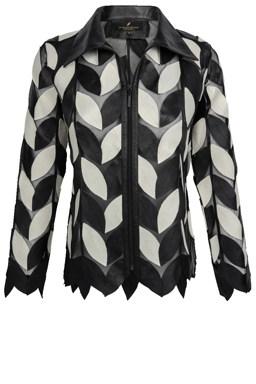 Belgin Francis Black and White Leather Leaf Jacket sold by Pinto Ranch