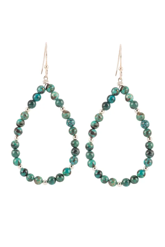 Paige Wallace Blue Turquoise Tear Drop Earrings made by Pinto Ranch