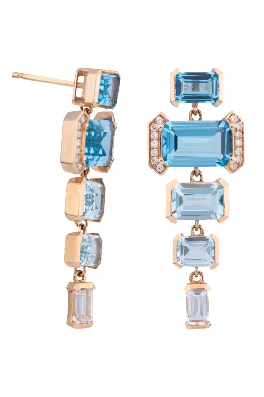 Diva Diamonds And Jewels 18K Rg Bl&Why Tpz Dia Drop Ear made by Pinto Ranch