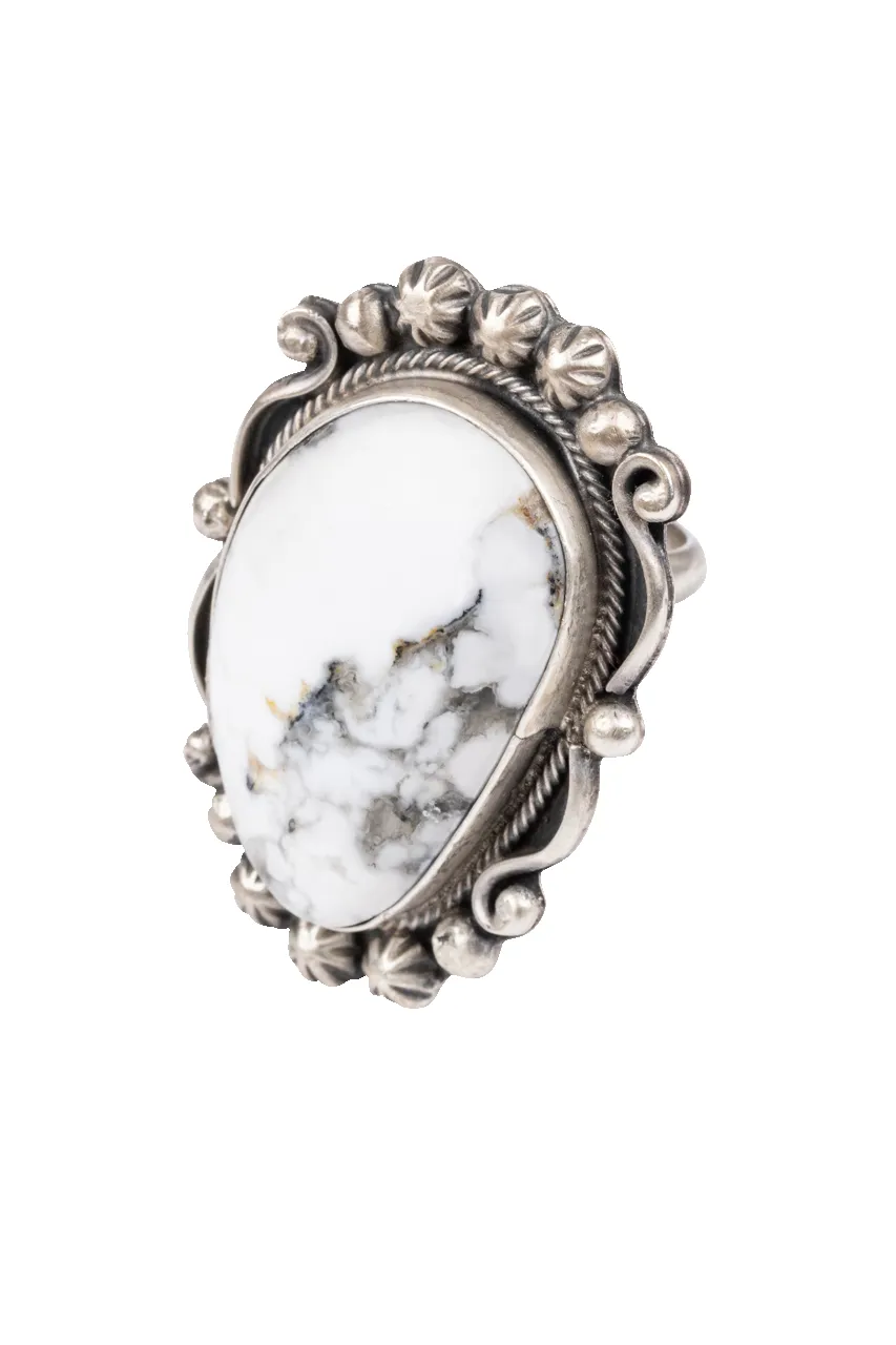 White Buffalo Turquoise Statement Ring sold by Pinto Ranch