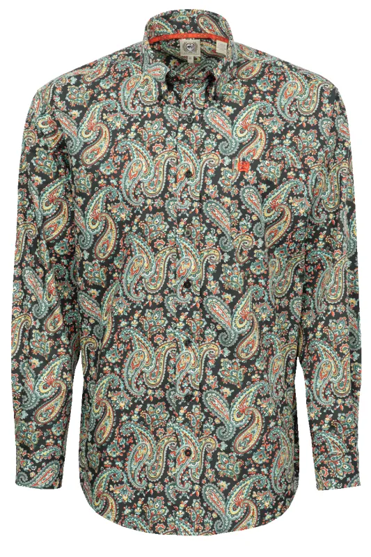 Cinch Paisley Button-Front Shirt - Charcoal made by Cinch
