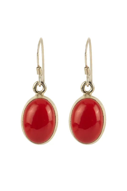 Paige Wallace Oval Coral Earrings made by Pinto Ranch