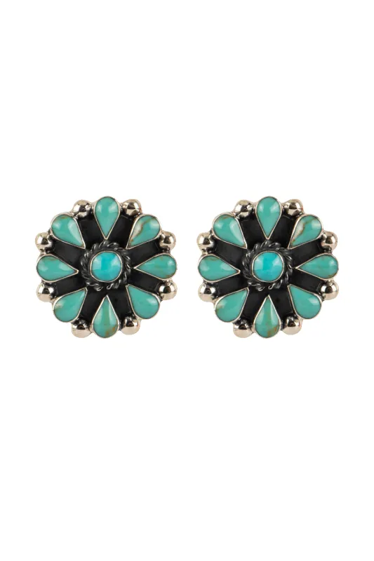 Paige Wallace Turquoise Flower Earrings made by Pinto Ranch