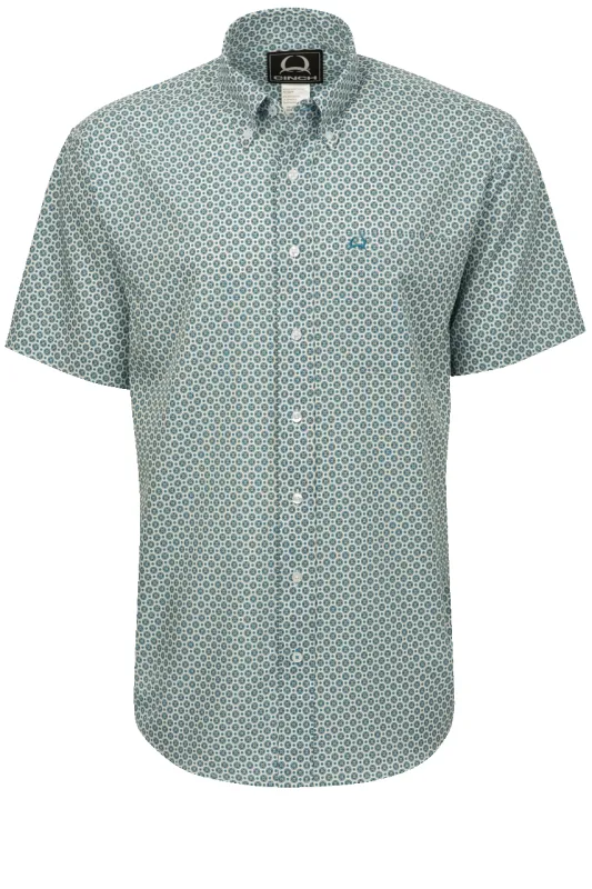 Cinch Arena Flex Button-Front Shirt - White & Blue Foulard made by Cinch