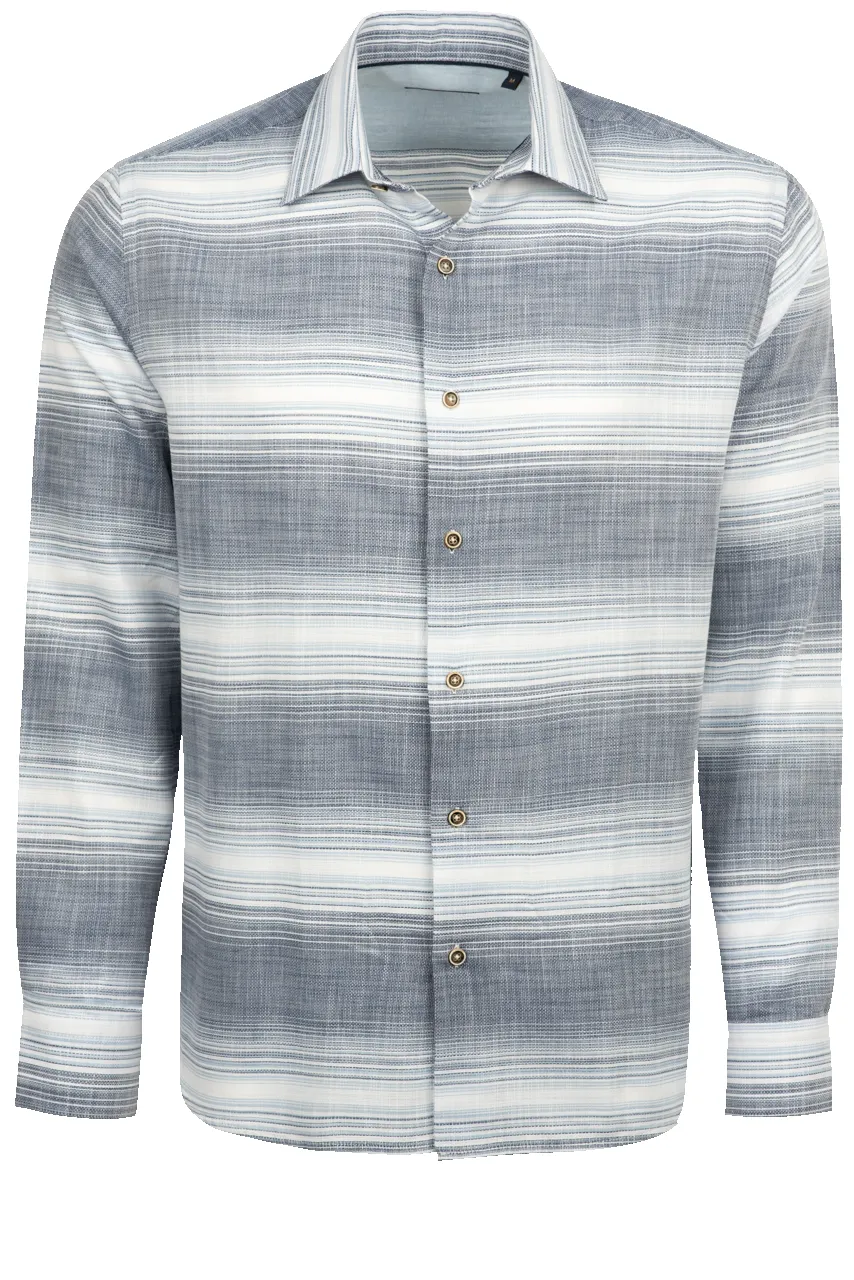 Garnet Button-Front Sport Shirt - Striped Blue sold by Pinto Ranch