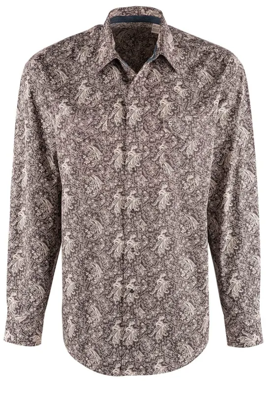 Stetson Men's Grey Vintage Paisley Snap Shirt made by Stetson