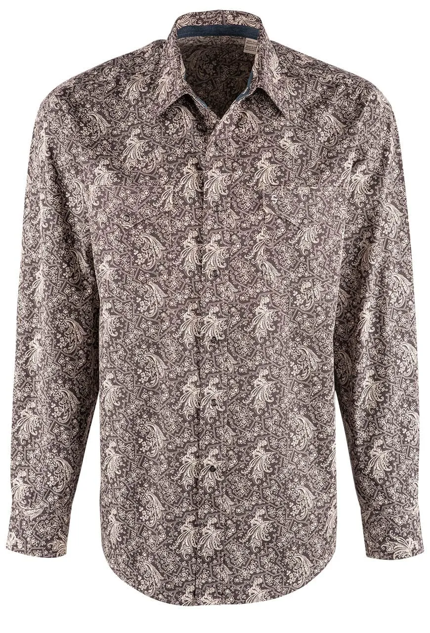 Stetson Men's Grey Vintage Paisley Snap Shirt sold by Pinto Ranch