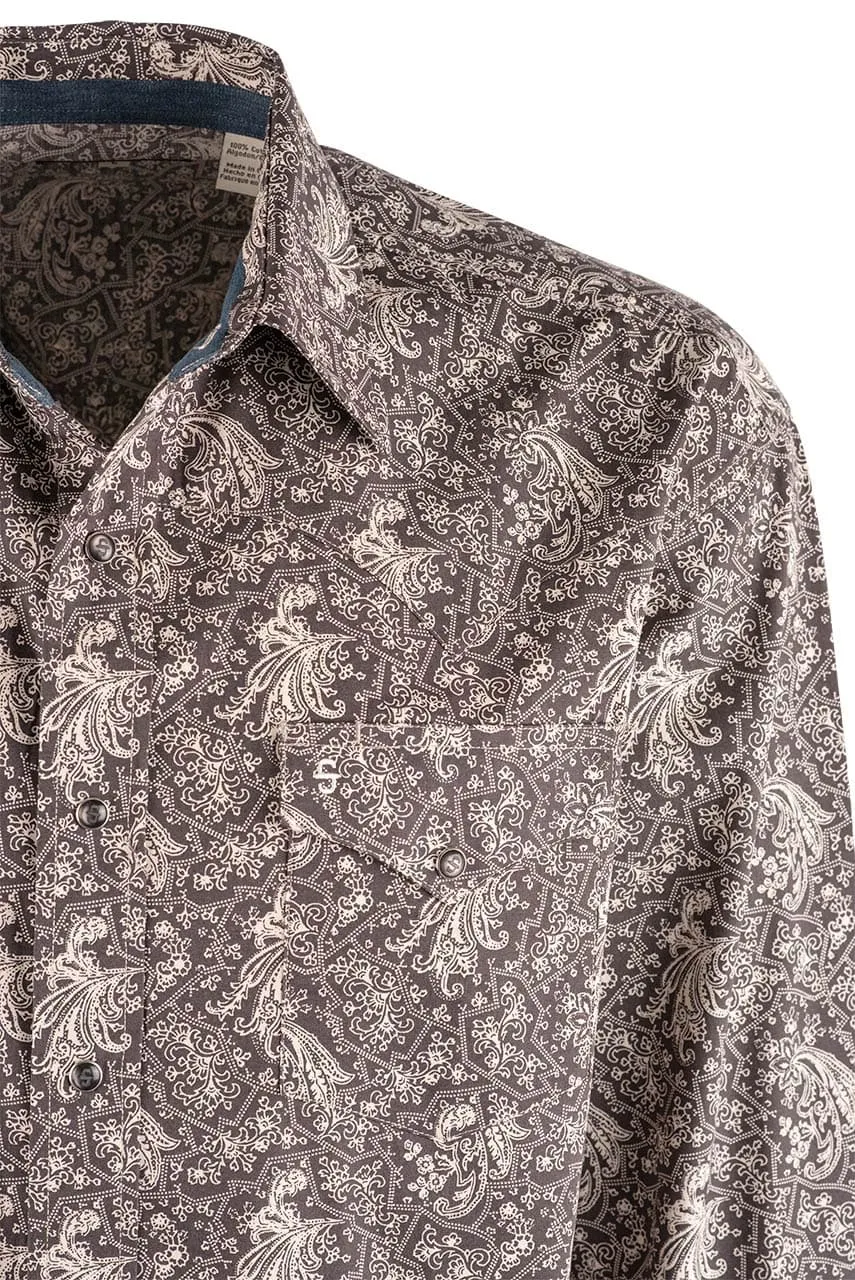 Stetson Men's Grey Vintage Paisley Snap Shirt sold by Pinto Ranch product image thumbnail 3