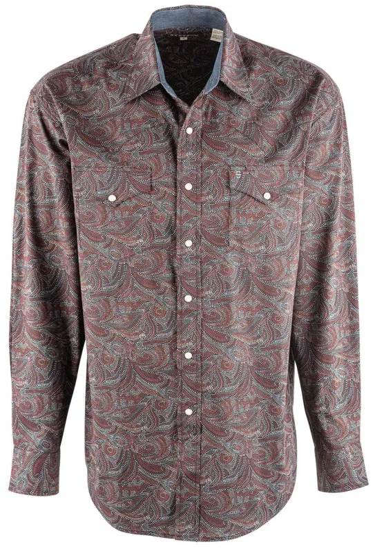 Stetson Men's Spotted Paisley Snap Shirt - Front made by Stetson