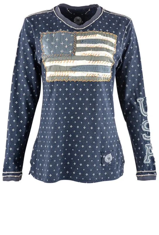 Double D Ranch Indigo Grand Glory Flag Tee made by Pinto Ranch