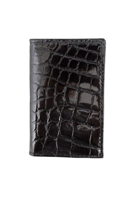 Alligator Gusseted Black Card Case made by Pinto Ranch