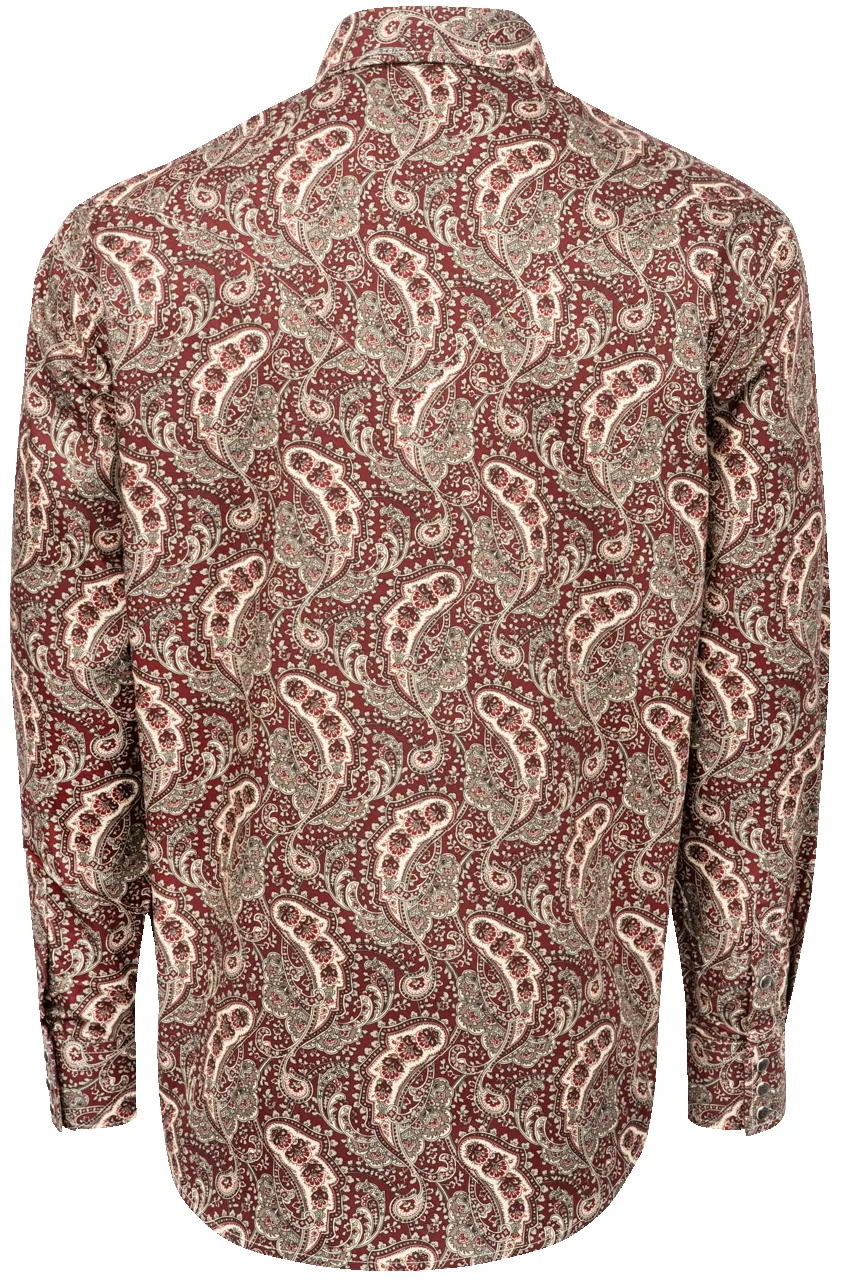 Stetson Men's Paisley Print Snap Front Shirt - Wine sold by Pinto Ranch product image thumbnail 2