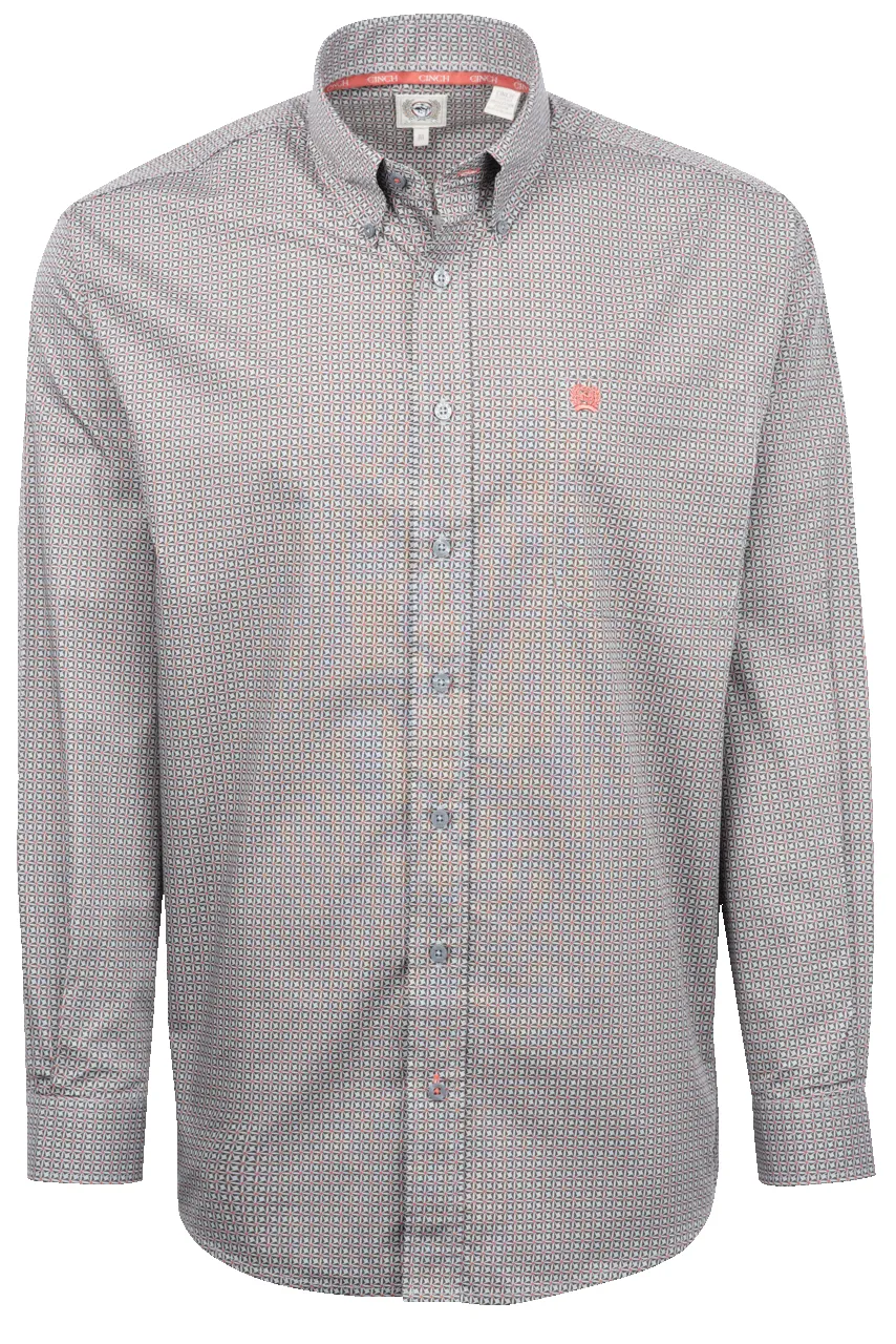 Cinch Grid Print Button-Front Shirt - Gray sold by Pinto Ranch