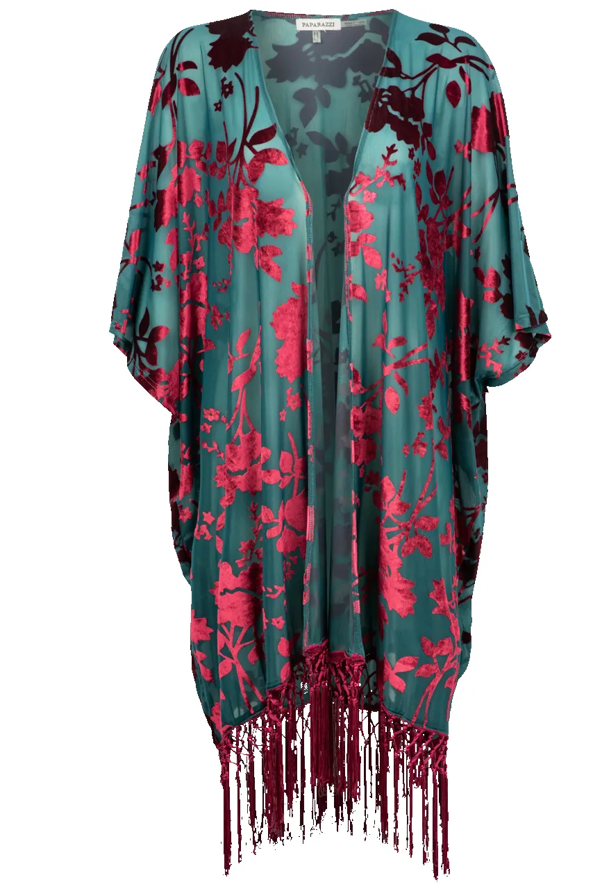 Paparazzi Floral Velvet Kimono sold by Pinto Ranch