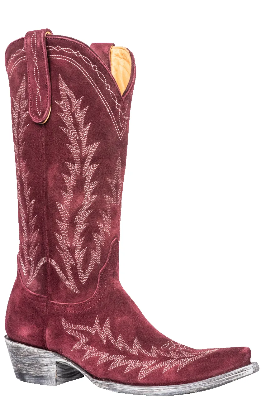 Old Gringo Women's Suede Dutton Cowgirl Boots - Wine sold by Pinto Ranch product image thumbnail 2