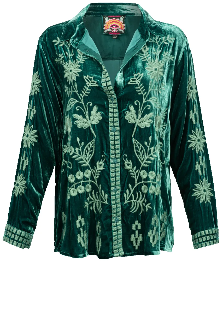 Johnny Was Velvet Georgina Oversized Shirt sold by Pinto Ranch