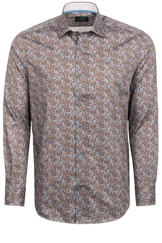 Pinto Ranch YY Collection Button-Front Sport Shirt - Camel Paisley made by Pinto Ranch
