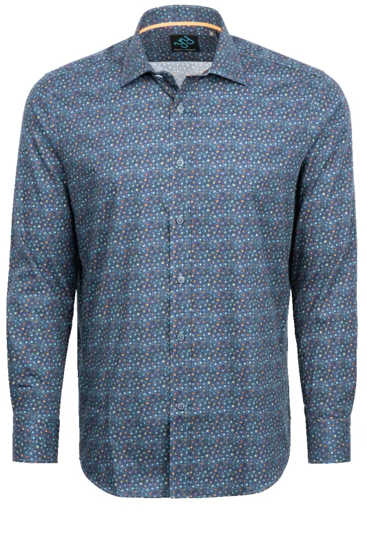 Pinto Ranch YY Collection Button-Front Sport Shirt - Dotted Navy made by Pinto Ranch