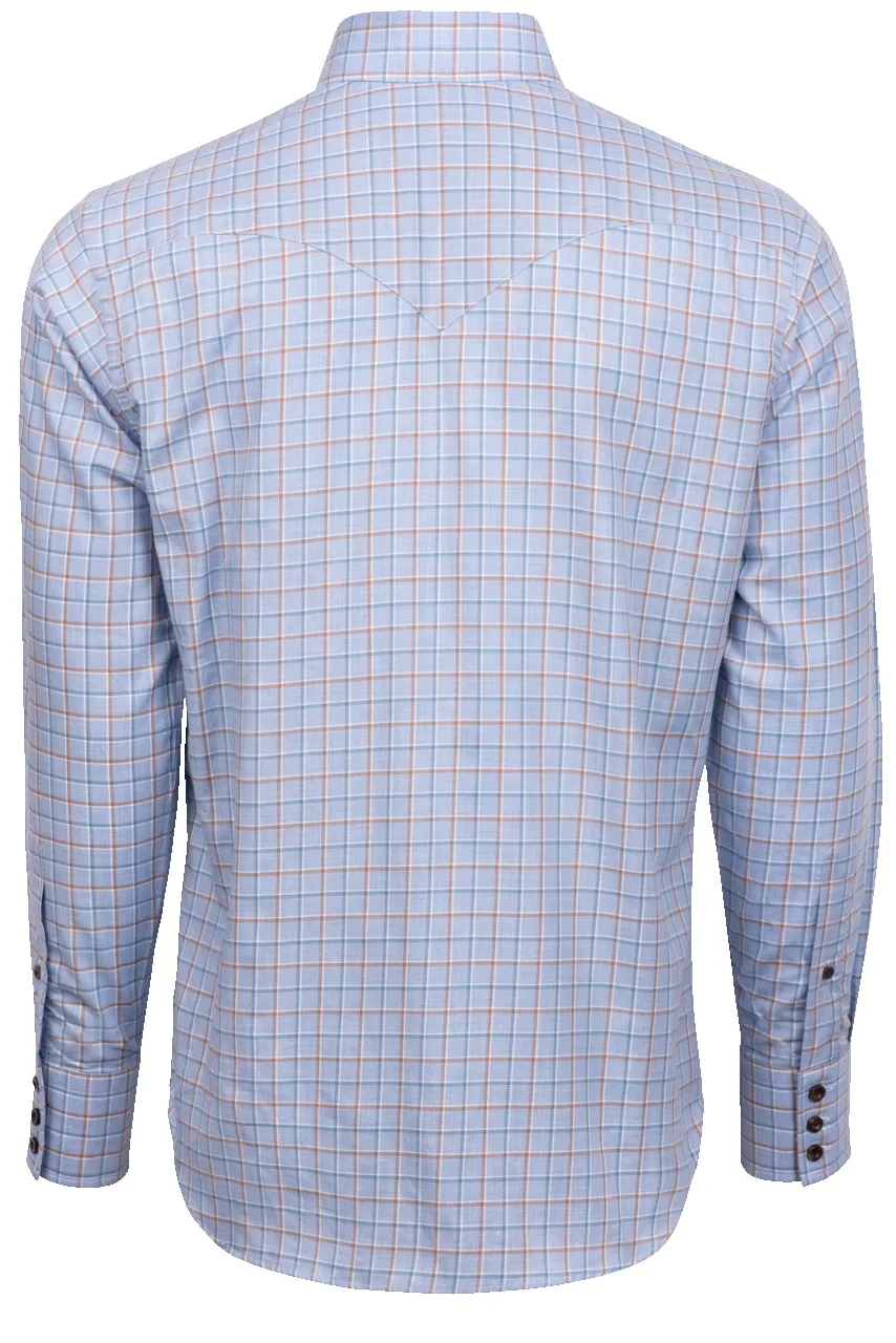 Lyle Lovett for Hamilton Button-Front Shirt - Blue & Brown Check sold by Pinto Ranch product image thumbnail 2