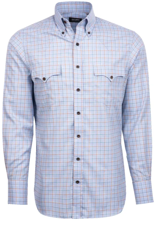 Lyle Lovett for Hamilton Button-Front Shirt - Blue & Brown Check sold by Pinto Ranch