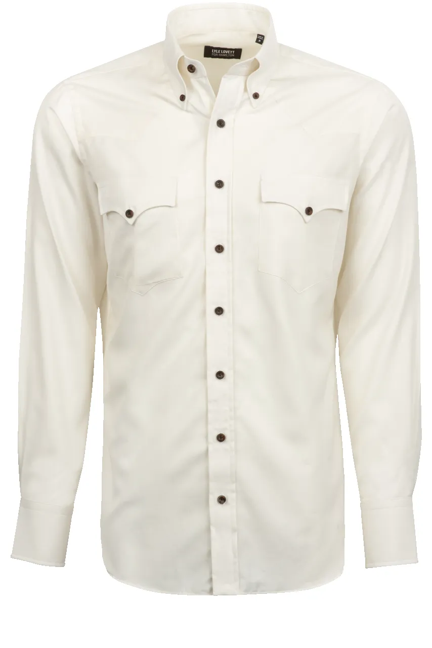 Lyle Lovett for Hamilton Cashmere Button-Front Shirt - Ivory sold by Pinto Ranch